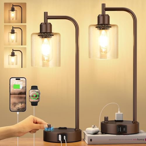 Industrial Table Lamps for Bedrooms Set of 2 (2 Count)