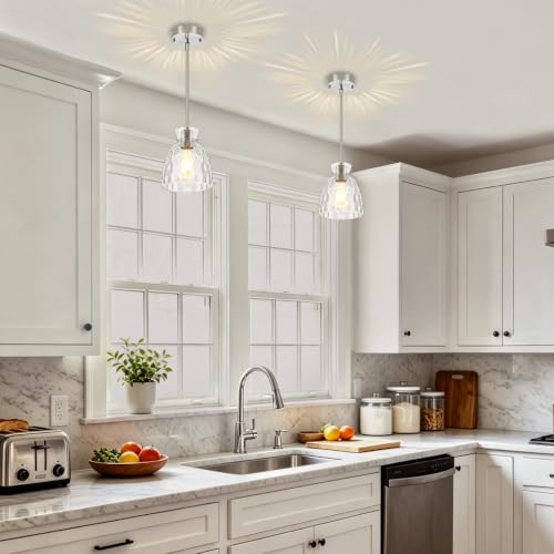 Modern Brushed Nickel Pendant Lights Kitchen Island 1 Pack Hanging Light