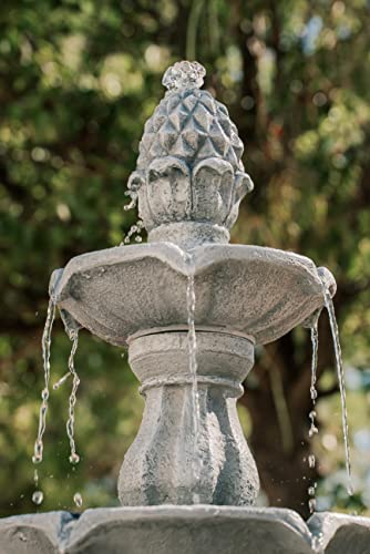 51" 3 Tier Outdoor Freestanding Waterfall Fountain with Pump and Pineapple Finial
