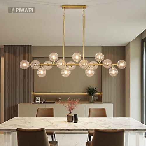 55" Long Brass Gold Chandeliers for Dining Room Kitchen Island