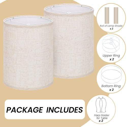 Qvteken Drum Lamp Shades Set of 2 for Table Lamps