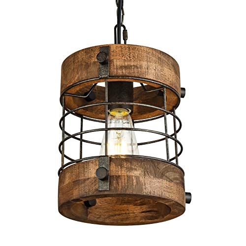 Retro Industrial Metal and Wood Chandelier 1