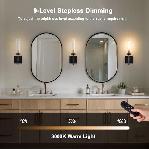 Wireless Wall Sconces with Remote Control (2 Count)