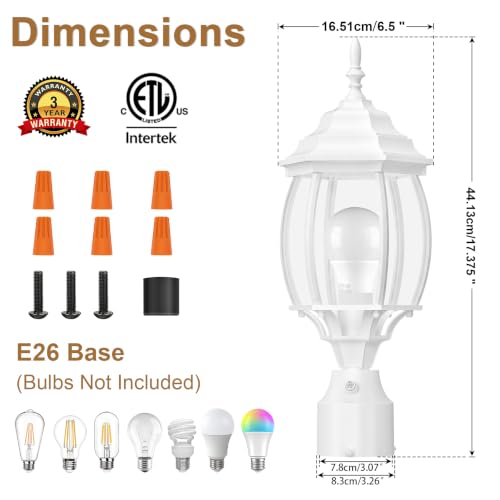 White Dusk to Dawn Outdoor Post Light