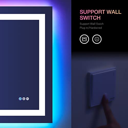 48"X30" RGB LED Bathroom Mirror with Lights