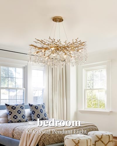 Modern Tree Branch Crystal Chandelier Luxury Gold Crystal Pendant Lighting 40" Contemporary 14