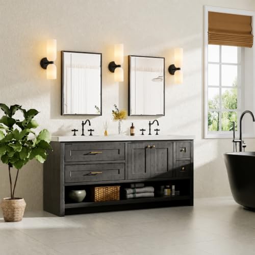 Black Wall Sconces with Milky White Glass