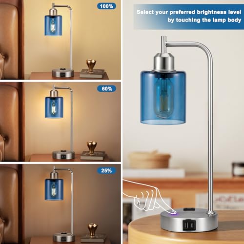 Industrial Blue Table Lamps for Bedrooms Set of 2 (2 Count)