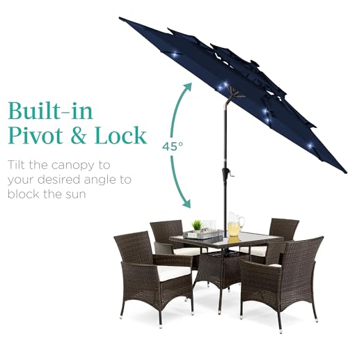 10ft 3 Tier Solar Patio Umbrella