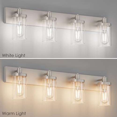 Brushed Nickel Bathroom Light Fixtures 4 Lights Vanity Light for Bathroom Lighting Fixtures Over Mirror