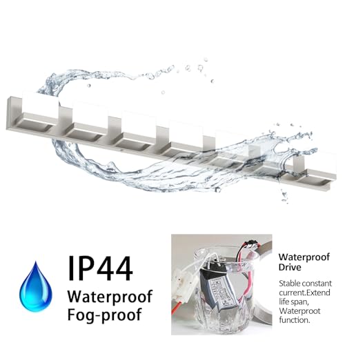 7 Lights LED Modern Vanity Light Brushed Nickel Bathroom Lighting Fixture Up and Down Bathroom Wall Light Over Mirror