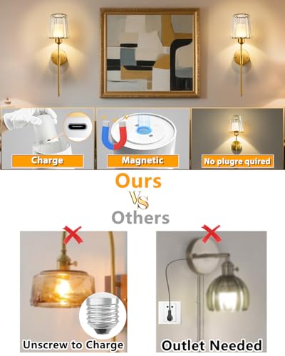 23 Inch Crystal Battery Operated Wall Sconce Set of 2