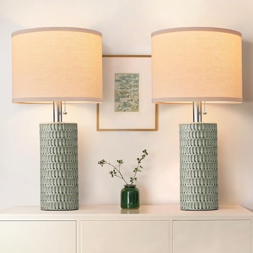 20.5" Modern Ceramic Table Lamps for Bedroom Set of 2 (2 Count)
