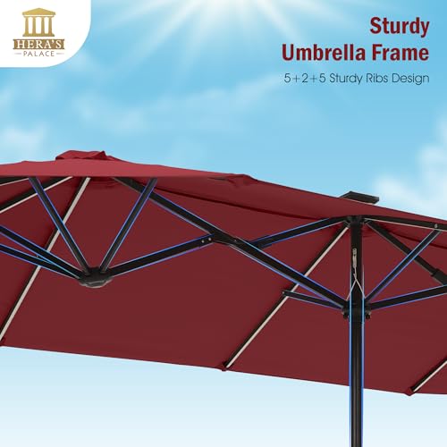 13 ft Patio Umbrella with 120 LED Solar Lights Outdoor Umbrella