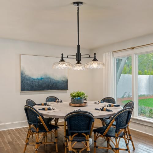 Chandeliers Black Modern Pendant Lighting Fixtures 3 Lights Chandelier Clear Glass Hanging Lamp for Island Dining Room Living Room