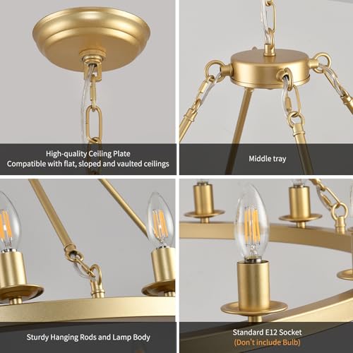 Large Gold Wagon Wheel Chandelier 40