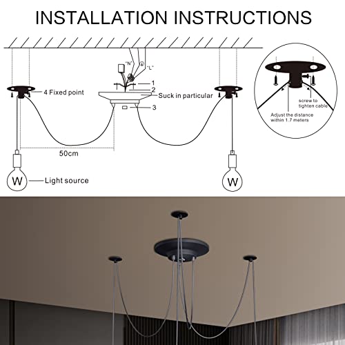 Vintage Edison Multiple Ajustable DIY Ceiling Spider Lamp Light Pendant Lighting Chandelier Modern Chic Industrial Dining Without Romote Control