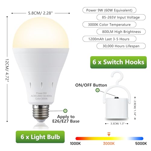 6 Pack Rechargeable Emergency Light Bulbs (6 Count)