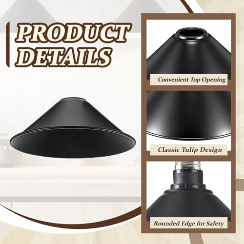 4 Pcs Black Dome Lamp Shade Replacement (4 Count)