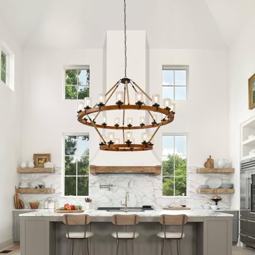 60" 2 Tier Wagon Wheel Chandelier 27