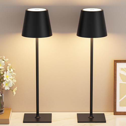 Cordless Rechargeable Table Lamp Black 5000mAh Battery Operated Lamps (2 Count)
