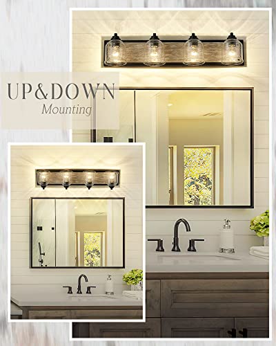 32" 4 Light Farmhouse Bathroom Vanity Light with Bubble Glass