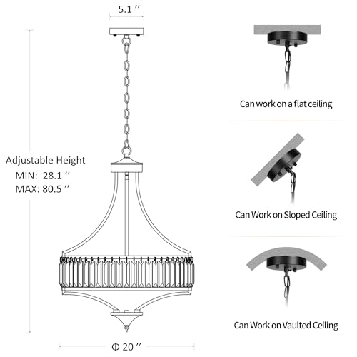5 Light Black Crystal Chandelier for Dining Room