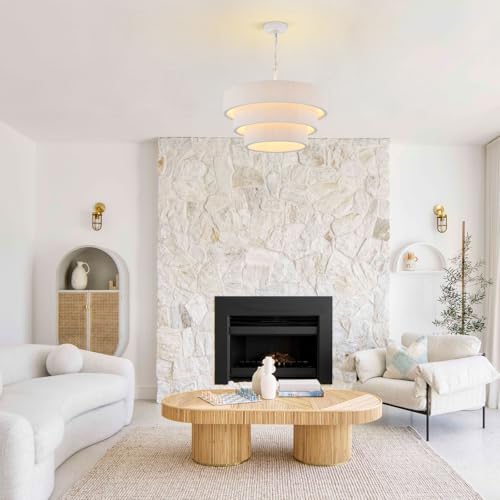 20” Boho Hand Woven Rattan Chandelier 3 Round Adjustable Coastal Pendant Light for Kitchen Island Dining Living Room