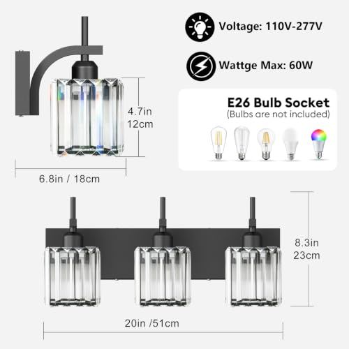 Black Vanity Light (Black / 3-Light)