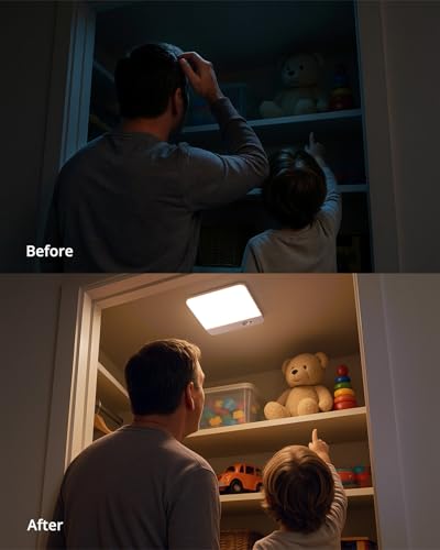 Battery Operated Ceiling Light Wireless with Remote Square 7.87"
