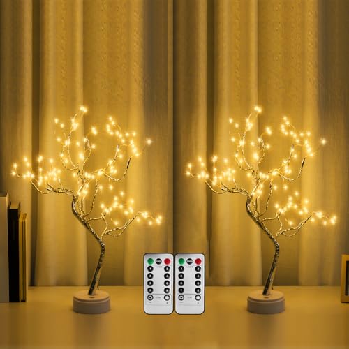 2 Pack 108 LED Sparkly Fairy Spirit Tree Lamp Remote Control Timer (2 Count)