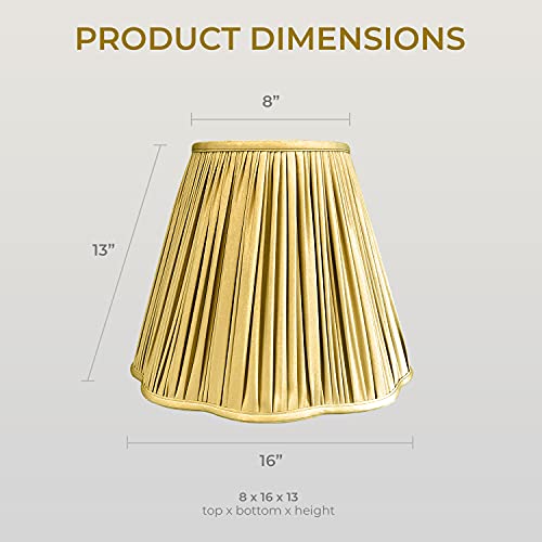 BS-754-16AGL Bottom Scallop Gather Pleat Basic Lamp Shade, 8 x 16 x 13, Antique Gold