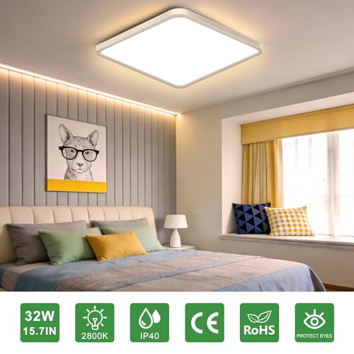 15.7Inch 32W Square LED Ceiling Light Fixtures Flush Mount