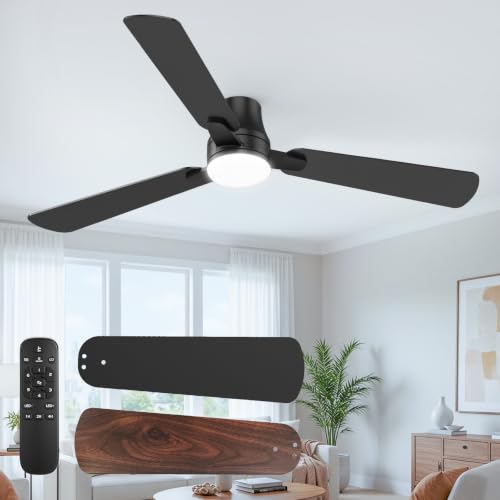 52" Ceiling Fans with Lights and Remote (Black / 52 Inch)