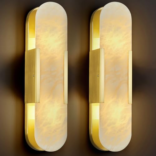 Natural Alabaster Wall Sconces Set of Two