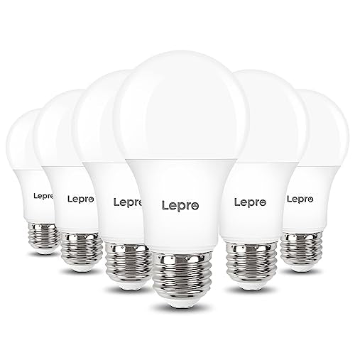 A19 E26 Dimmable LED Light Bulbs 9.5W 800 Lumen Daylight White 6 Pack (6 Count)
