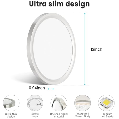 12 inch Flush Mount LED Ceiling Light Fixture (6 Count)