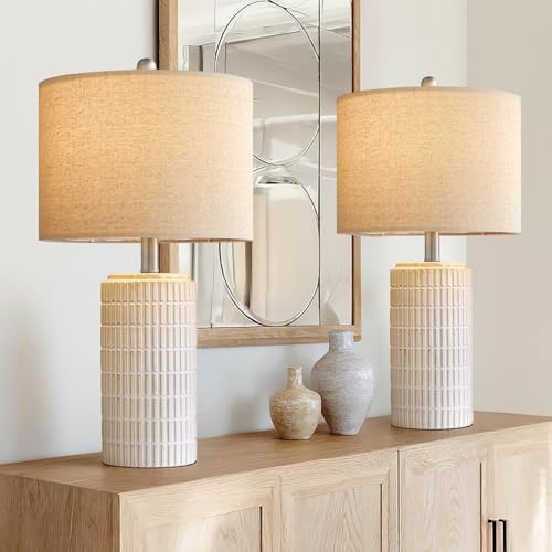 24" Modern Ceramic Table Lamps Set of 2 for Bedroom (2 Count)