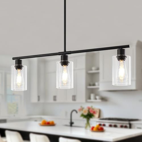29.9'' Modern Island Lights for Kitchen Black Dining Room Light Fixtures