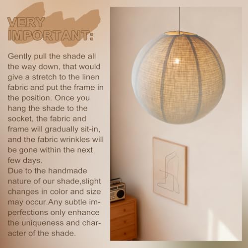 20 Inch Linen Plug in Pendant Light with 191 Inch Cord E26 Socket