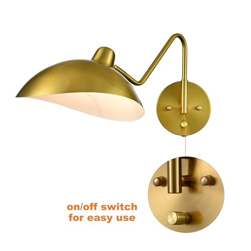 Gold Plug in Wall Sconce Swing Arm with On (2 Count)
