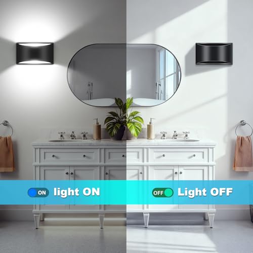 6 Pack Black Modern LED Wall Sconce Hardwired Indoor Wall Lights Up and Down Wall Mount Light for Living Room Bedroom Corridor Hallway Conservatory Cool White 6000K (6 Count)