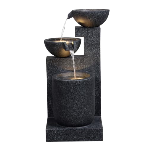 Black Modern Tiered Bowl Fountain
