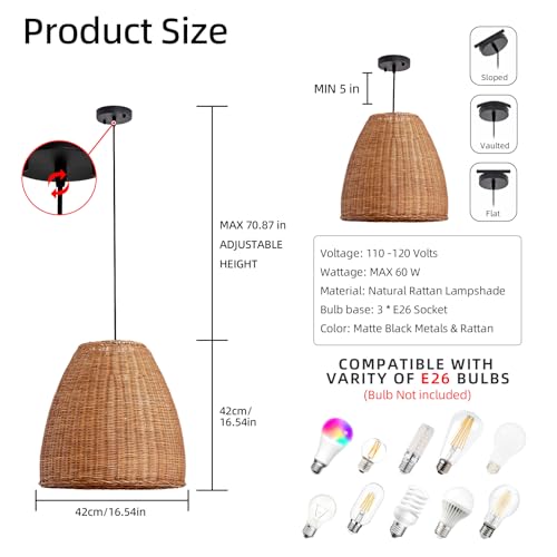 16.5" Rattan Pendant Light