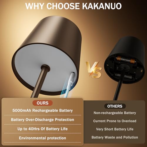Brown Cordless Rechargeable Table Lamp