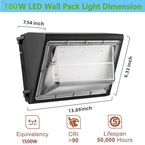 2PACK Dusk to Dawn 180W LED Wall Pack Light Fixture