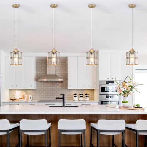 Brass Gold Pendant Light Fixture Set of 2 (2 Count)