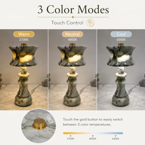 Cordless Green Marble Touch Lamp