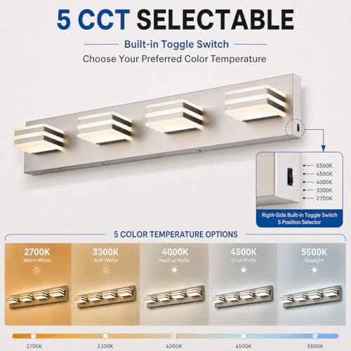 4 Light Brushed Nickel Bathroom Vanity Light