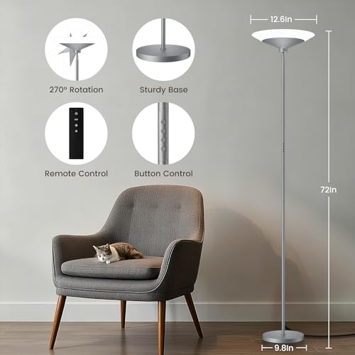 Silver Torchiere Floor Lamp